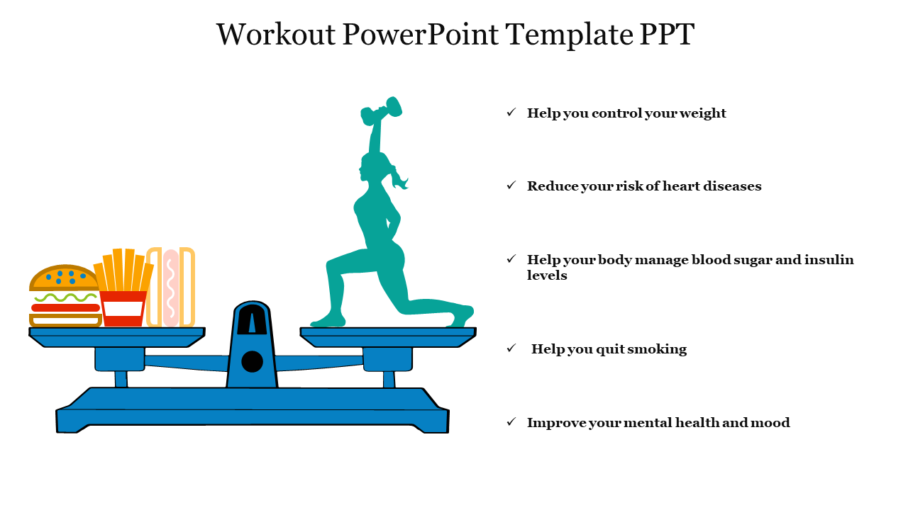 Awesome Five Node Workout PowerPoint Template PPT Slide